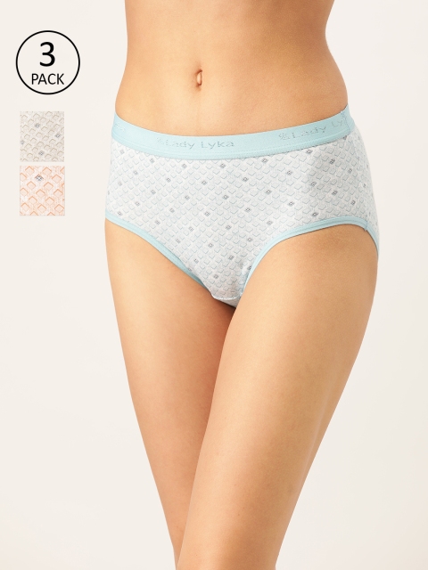

Lady Lyka Womens Pack of 3 Cotton Hipster Panties - SOFITEL-15, Blue