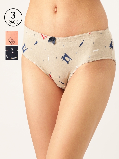 

Lady Lyka Womens Pack of 3 Cotton Hipster Panties - EMINANCE-8, Peach
