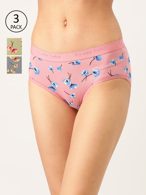 

Lady Lyka Womens Pack of 3 Cotton Hipster Panties - SOFITEL-16, Grey