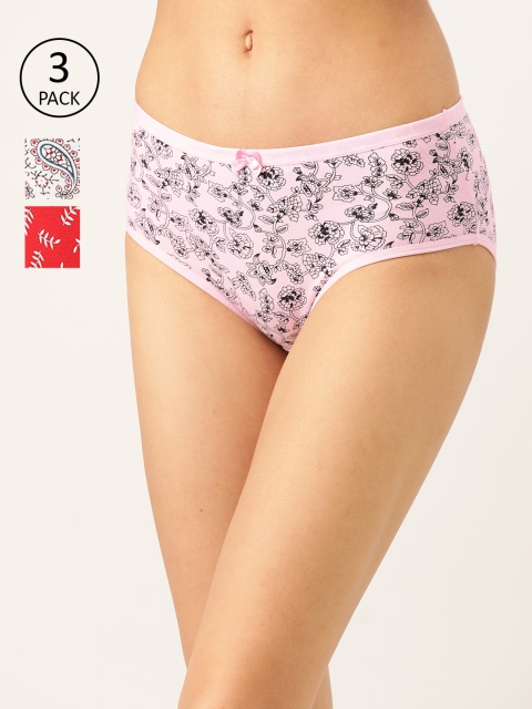 

Lady Lyka Womens Pack of 3 Cotton Hipster Panties - STRAWBERRY-3, Pink