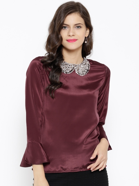 

SASSAFRAS Women Burgundy Solid Top