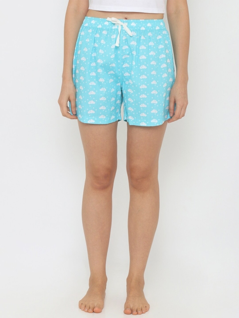 

Smugglerz Women Blue & White Printed Lounge Shorts