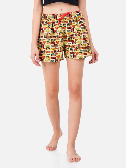 

Smugglerz Women Yellow Printed Lounge Shorts