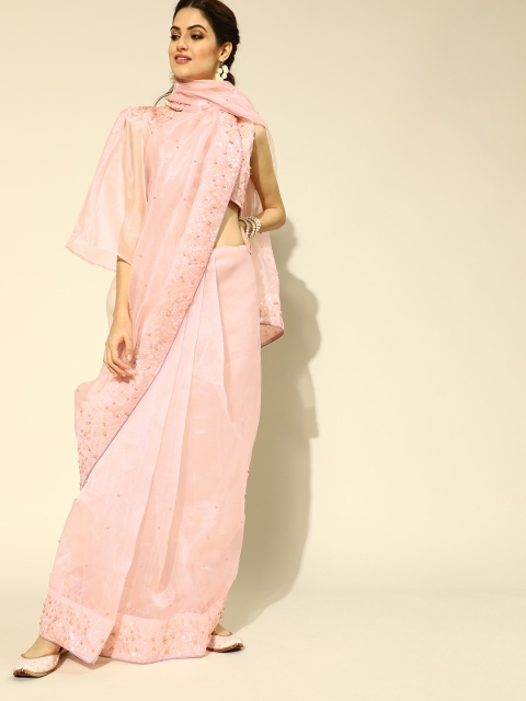 

Tikhi Imli Gunmetal-Toned Sequinned Organza Saree, Metallic