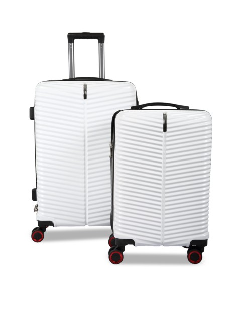 

Polo Class Set Of 2 White Textured Hard-Sided Trolley Suitcases