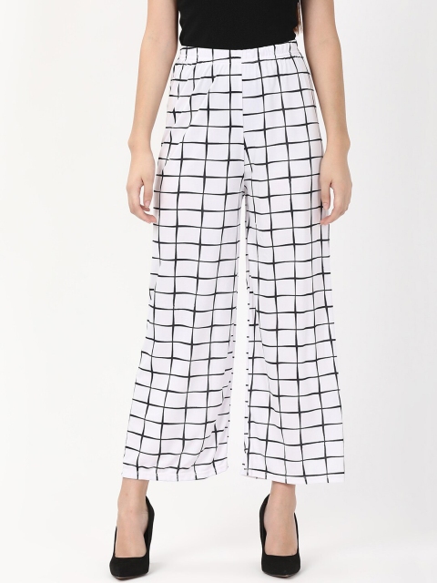 

V2 Value & Variety Women White & Black Printed Knitted Palazzos