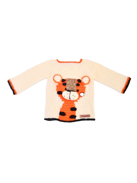 

The Original Knit Unisex Kids Cream-Coloured Self Design Knitted Handmade Sweater