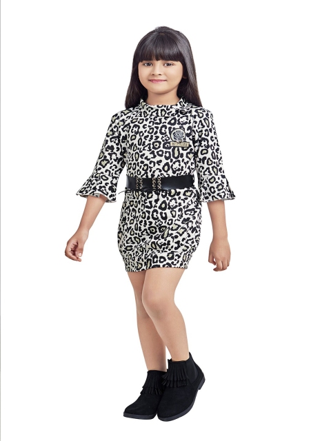 

Tiny Baby Girls Black & White Animal Printed Tunic with Leggings