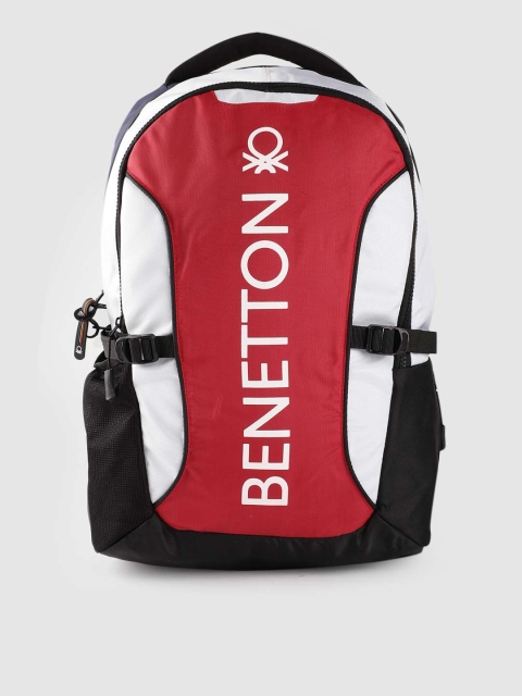 

United Colors of Benetton Unisex Red & White Brand Logo Print 15 Inch Laptop Backpack