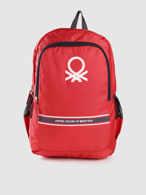 

United Colors of Benetton Unisex Red & White Brand Logo Print 15 Inch Laptop Backpack