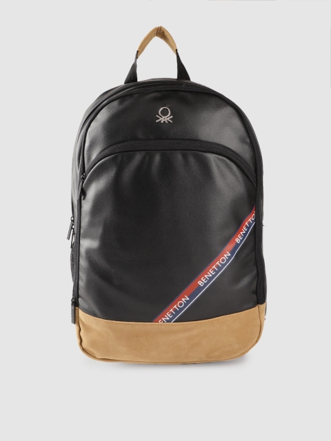 

United Colors of Benetton Unisex Black & Tan Solid 15 Inch Laptop Backpack