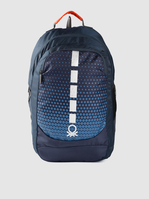 

United Colors of Benetton Unisex Navy Blue Geometric 15 Inch Laptop Backpack