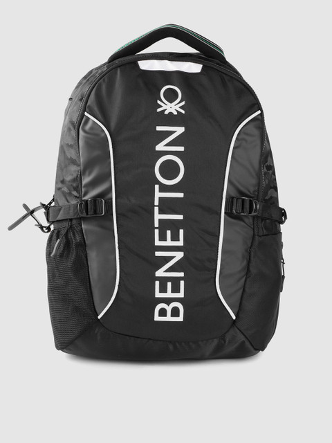 

United Colors of Benetton Unisex Black & White Brand Logo 15 Inch Laptop Backpack