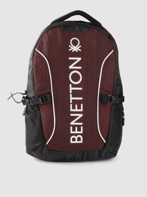 

United Colors of Benetton Unisex Maroon & Black Brand Logo 15 Inch Laptop Backpack