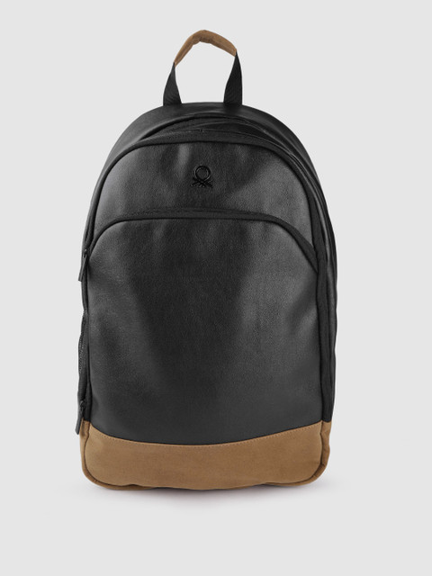 

United Colors of Benetton Unisex Black & Tan Brown Solid Backpack