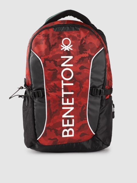 

United Colors of Benetton Unisex Red & Black Brand Logo 15 Inch Laptop Backpack