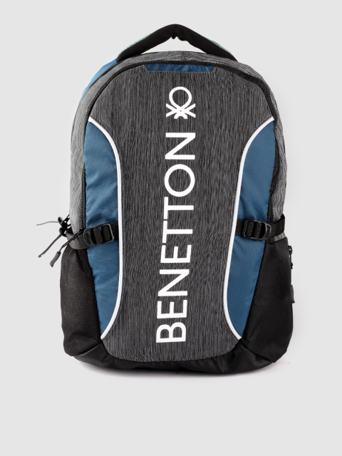 

United Colors of Benetton Charcoal Grey & Teal Blue Colourblocked 15 Inch Laptop Backpack