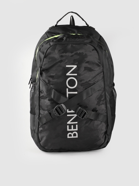 

United Colors of Benetton Unisex Black Camouflage Pattern 15 Inch Laptop Backpack