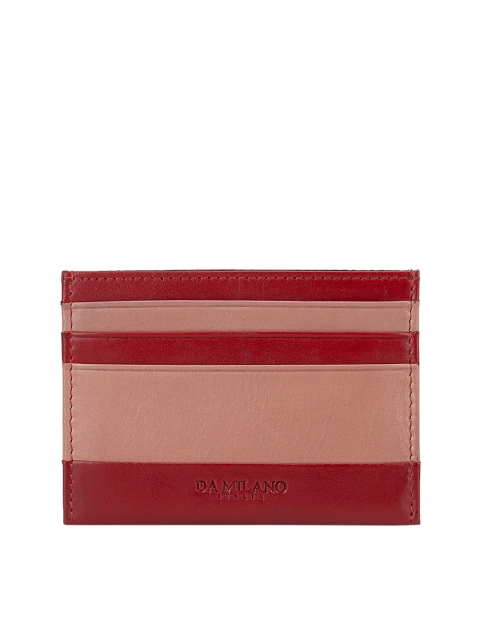 

Da Milano Unisex Red & Pink Colourblocked Leather Card Holder