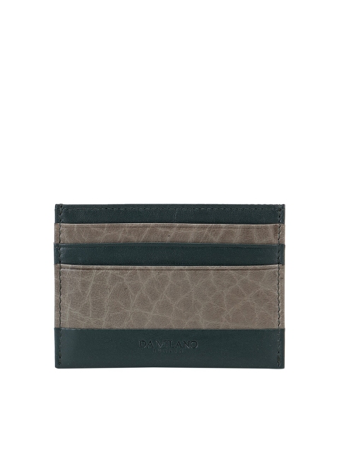 

Da Milano Unisex Black & Brown Textured Leather Card Holder