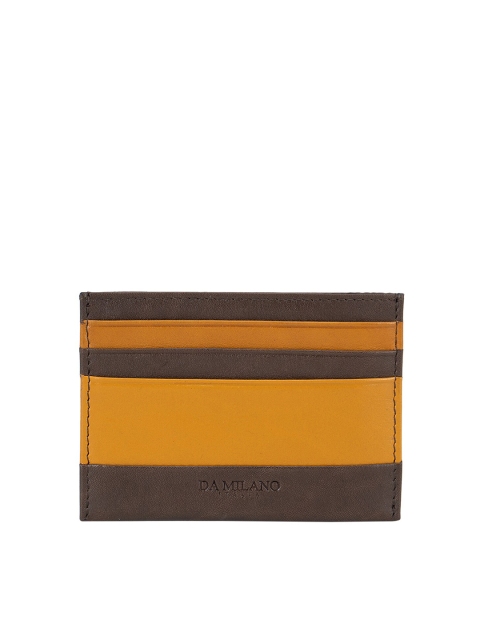 

Da Milano Unisex Brown & Yellow Colourblocked Card Holder