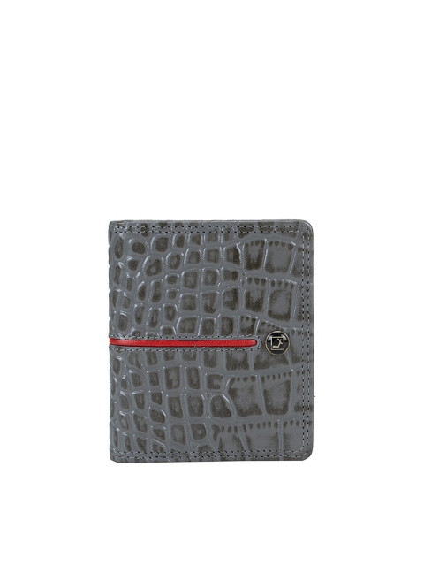 

Da Milano Unisex Grey Textured Leather Card Holder