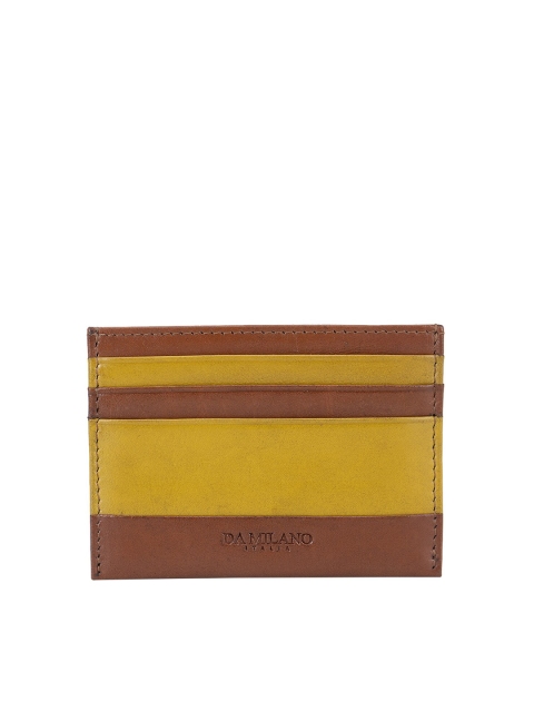 

Da Milano Unisex Brown & Musturd Leather Solid Card Holder