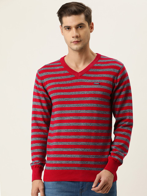 

Proline Active Men Red & Grey Striped Sweatshirt