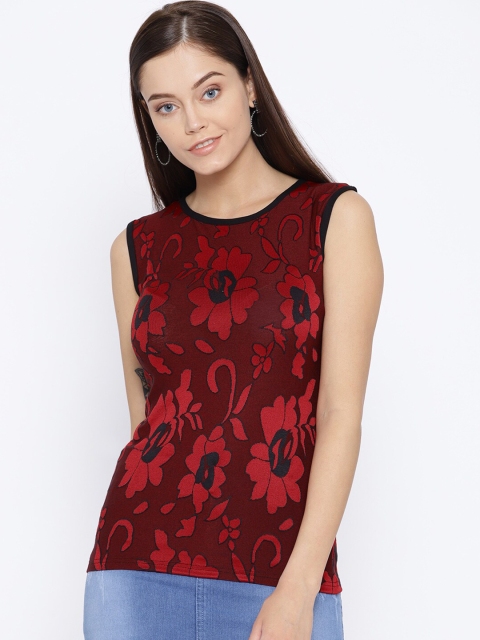 

Purple Feather Red Floral Regular Top