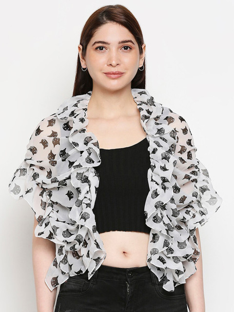 

Get Wrapped Women White & Black Printed Scarf