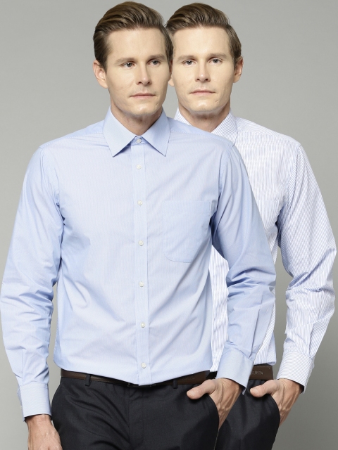

Marks & Spencer Men Selection of 2 Regular Fit Striped Formal Shirt, Blue