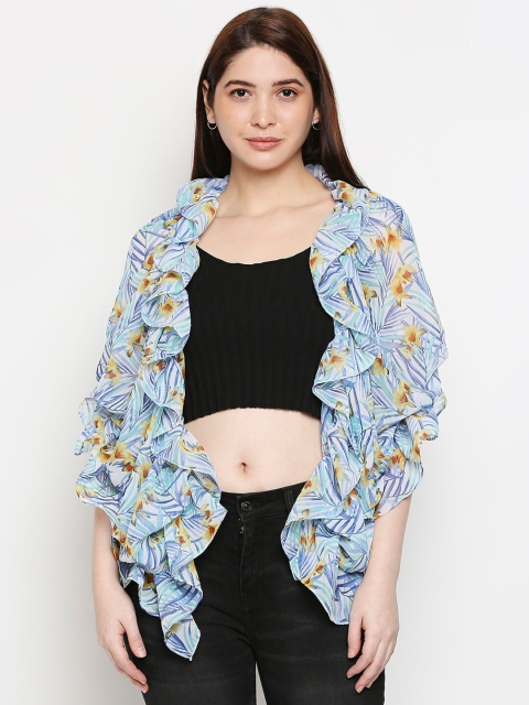 

Get Wrapped Women Multi Printed Ruffled Scarf, Blue