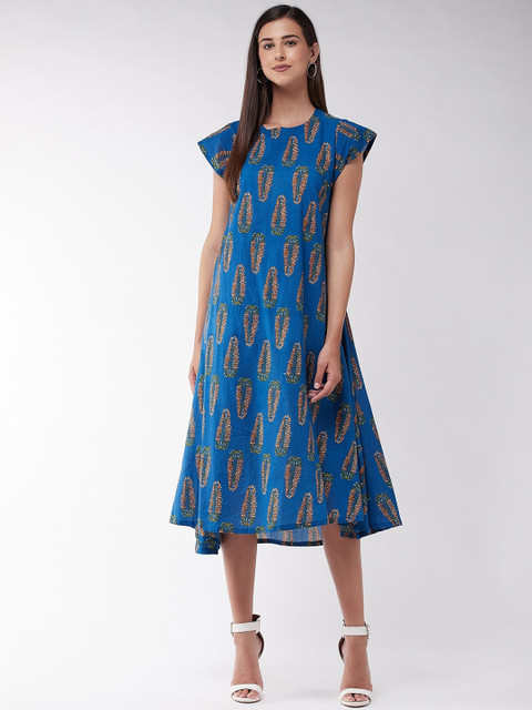 

InWeave Blue Ethnic Motifs A-Line Midi Dress