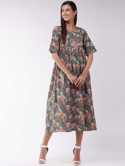 

InWeave Green Floral Empire Midi Dress