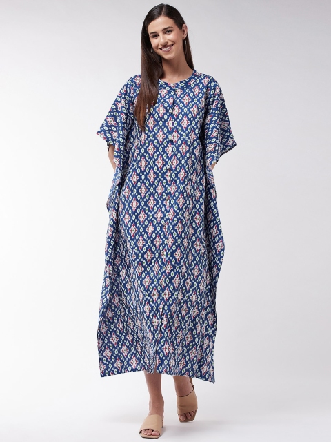 

InWeave Blue Floral Kaftan Midi Dress