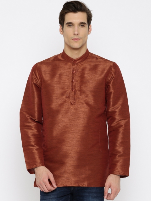 

British Club Men Rust Brown Silk Kurta