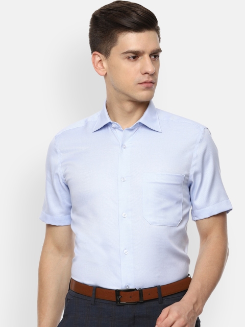 

Louis Philippe Permapress Men Blue Opaque Striped Casual Shirt