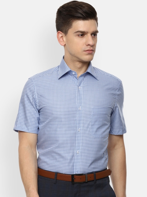

Louis Philippe Men Blue Micro Checks Opaque Checked Casual Shirt