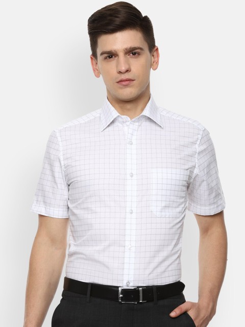 

Louis Philippe Men White Grid Tattersall Checks Opaque Checked Casual Shirt