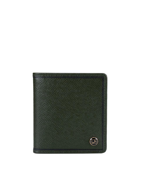 

Da Milano Men Green Textured Leather Three Fold Wallet