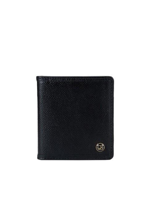 

Da Milano Men Black Textured Leather Two Fold Wallet