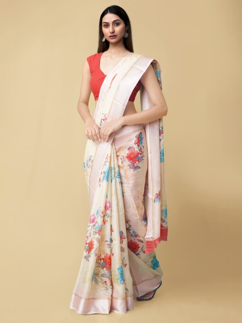 

Unnati Silks Women Cream Woven Design