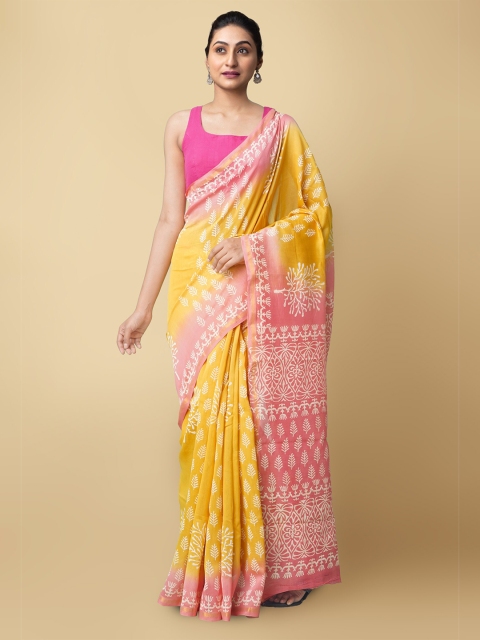 

Unnati Silks Women Yellow Woven Design