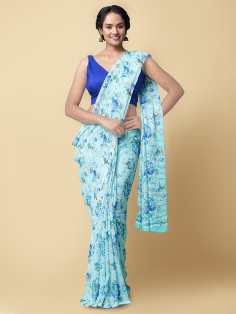 

Unnati Silks Blue & Brown Floral Saree