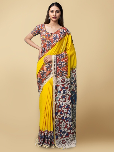 

Unnati Silks Women Yellow Woven Design