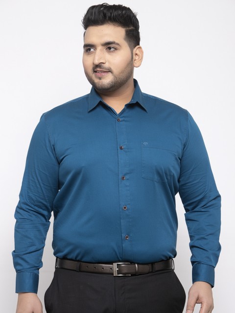 

plusS Men Blue Opaque Casual Shirt