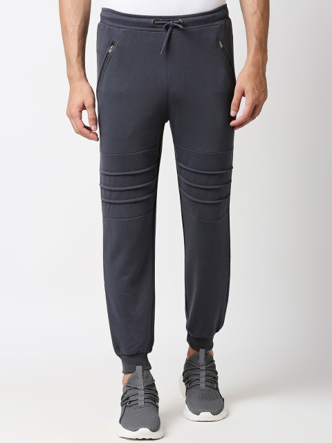

Bewakoof Men Navy Blue Solid Slim-Fit Cotton Joggers