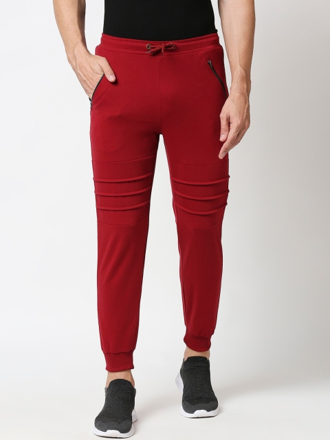 

Bewakoof Men Maroon Solid Cotton Cargo Joggers