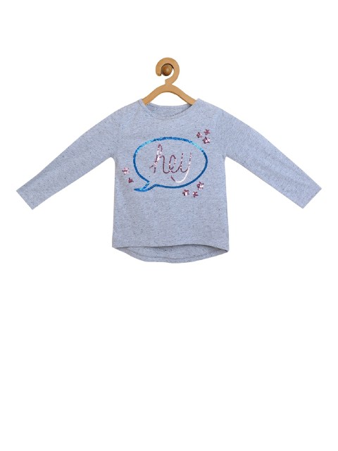 

FIVE STONES Girls Grey & Pink Embellished Sequined Top