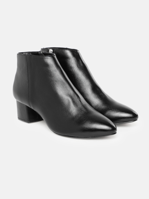 

DressBerry Women Black Solid Mid-Top Heeled Boots